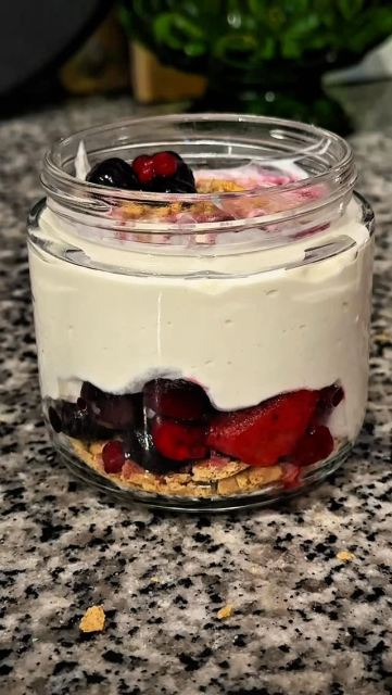 The Berry Vanilla Cheesecake Parfait you’ll end up craving on repeat 🤍🫐

Creamy whipped cottage cheese, juicy berries and that cheesecake flavor with a little graham cracker crunch on the bottom. It tastes like dessert but is packed with over 27g of protein and actually filling.

Perfect for breakfast, post-workout or whenever you want something sweet that still keeps you satisfied.

Makes 1 large serving or 2 smaller servings.

Ingredients:
• 1 cup cottage cheese
• 1 tsp vanilla extract
• 1 tsp honey or maple syrup
• 1/2 cup frozen mixed berries + extra for topping
• 1 crushed graham cracker for the bottom layer
• Optional toppings: granola, chia seeds, nut butter or crushed nuts
• Optional scoop of vanilla protein powder (if you want more protein and thicker)

Instructions:
	1. Crush graham cracker and add to the bottom of your bowl or jar.
	2. Blend cottage cheese, vanilla and honey/maple syrup until smooth and creamy.
	3.Heat berries until soft and syrupy.
	4. Spoon whipped cottage cheese over the graham cracker layer and top with berries.
	5. Add toppings and enjoy.

#proteinrecipes #easyrecipe #parfait #cheesecake #breakfastideas