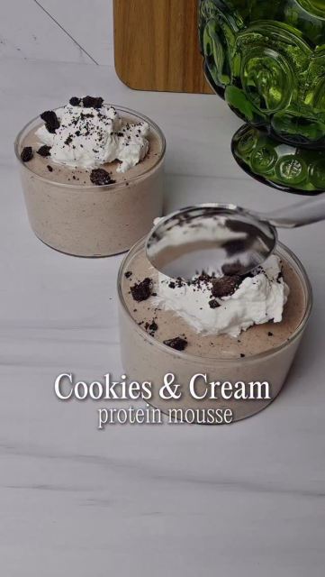 Dessert that’s actually packed with protein. 🍪

Cookies & Cream Protein Mousse.
Gluten free, 26g of protein per serving, and takes 5 minutes to prep.

2 servings:
Blend 1 cup of cottage cheese with
1 serving vanilla protein powder (chocolate works too)
1-2 tbsp maple syrup 
1 tbsp cream cheese ( I use low fat)
1 tsp vanilla
 pinch sea salt 
1 gluten free oreo until completely smooth

-Fold in 1-2 crushed gluten-free Oreos (keep the chunks as the texture matters)
-Chill 30–60 min
-Top with whipped cream of choice + extra crushed cookie

It tastes like you’re cheating. You’re not.

Save this for when the dessert craving hits. 🤍

#chocolatemousse #proteinpacked #glutenfree #proteindessert #easyrecipes