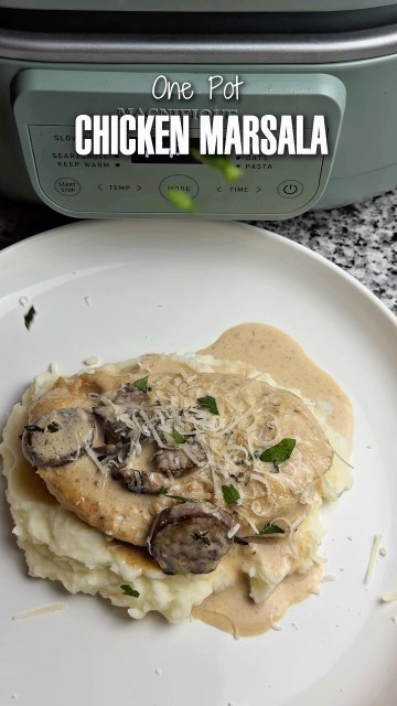 CREAMY CHICKEN MARSALA π
This easy Chicken Marsala has golden seared chicken, sautΓ©ed mushrooms and a rich, creamy Marsala sauce all made in one pot. Serve it over mashed potatoes or pasta for an easy dinner that tastes restaurant quality.
Ingredients
β’ 4 boneless skinless chicken breasts
β’ Salt + pepper
β’ 1/4 cup all-purpose flour
β’ 2 tbsp olive oil
β’ 3 tbsp unsalted butter, divided
β’ 8 oz mushrooms, sliced
β’ 4 cloves garlic, minced
β’ 3/4 cup Marsala cooking wine
β’ 1/2 cup chicken broth
β’ 1 cup heavy cream
β’ 1/2 cup grated Parmesan
β’ 2 tsp fresh thyme or 1 tsp dried
β’ Fresh parsley
Directions
1. Season chicken with salt and pepper and lightly dredge in flour. Heat olive oil and 1 tbsp butter, then sear chicken for 3β4 minutes per side until golden. Remove and set aside.
2. Add remaining butter and mushrooms. SautΓ© 4β5 minutes until golden and softened.
3. Add garlic and thyme and cook for 30 seconds.
4. Pour in Marsala wine, scraping up the browned bits. Simmer 3β4 minutes until reduced by about half.
5. Add chicken broth and simmer for 2 minutes. Reduce heat, stir in heavy cream and Parmesan and simmer another 3β4 minutes until the sauce thickens.
6. Return chicken to the sauce. Cover and cook 8β10 minutes or until the chicken reaches 165Β°F.
7. Top with fresh parsley and Parmesan. Serve over mashed potatoes or pasta.
I made the entire meal in my Magnifique Claypot Multicooker! Use code ALISSA10 if you want to try it. π€
Save this one for an easy cozy dinner!
#chickenmarsala #easyrecipes #healthyrecipes #nontoxic #dinnerideas